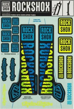 Sada nálepiek RockShox TLD 35 mm Blue/Yellow