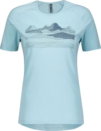 Dámske tričko Scott Trail MTN DRI Graphic, krátky rukáv, Stream Blue