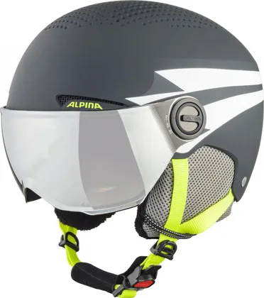 ALPINA Juniorská lyžiarska prilba ZUPO VISOR charcoal-neon mat