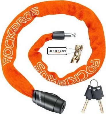 Zámok RockBros reťazový na klúč 960mm, oranžový
