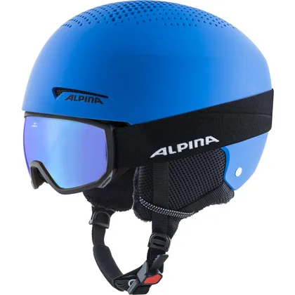 ALPINA Detská lyžiarska prilba ZUPO SET & SCARABEO JR blue matt