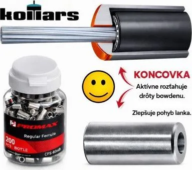 Koncovka brzd./rad. bowdenu Promax, oceľ 200 ks vo fľaši