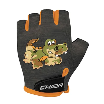 Chiba Detské cyklistické rukavice COOL KIDS Crocodile XS, Čierna/Oranžová