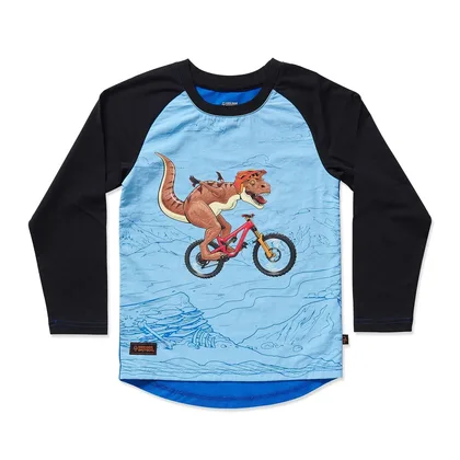 Kids Ride Shotgun Detský cyklistický dres MTB Dino, Modrá