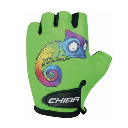 Chiba Detské cyklistické rukavice COOL Kids Chameleon S, Zelená