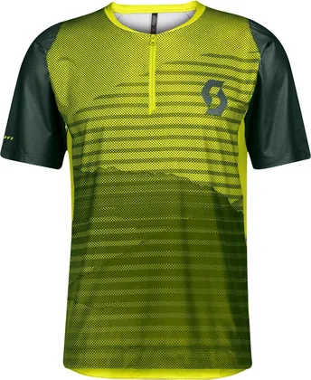 Pánsky dres Scott Trail Vertic Zip, krátky rukáv, Smoked Green/Sulphur Yellow