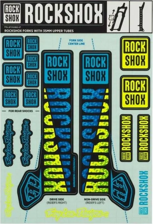 Sada nálepiek RockShox TLD 35 mm Blue/Yellow