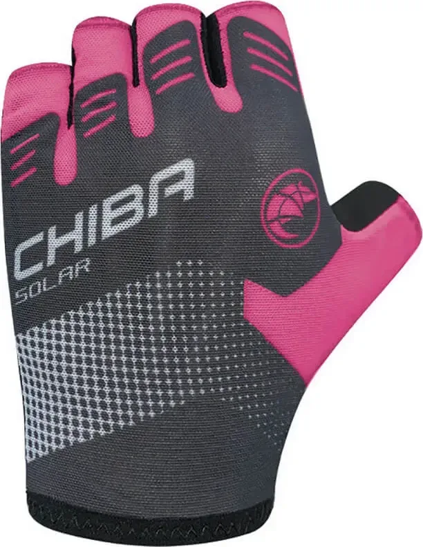 Chiba Cyklistické rukavice Solar magenta PINK L, Čierna/Ružová