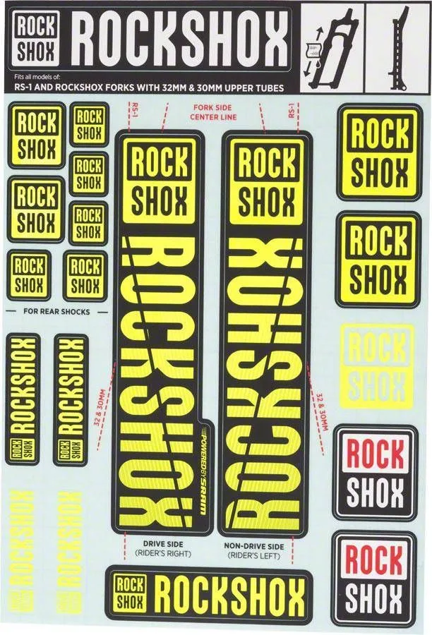 Sada nálepiek RockShox 30/32/RS1 NE01 Yellow