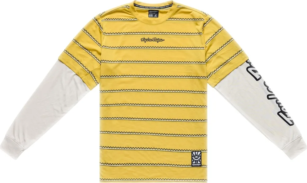 Pánsky dres s dlhým rukávom TLD Skyline Fakie Ride Tee Stripe Butter