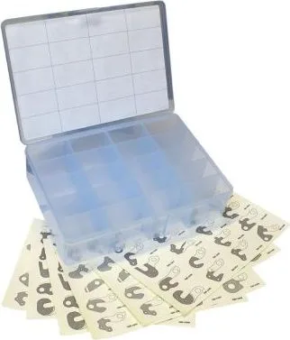 Servisné balenie - prázdná krabica pre pätky, koncovky rámov + 6 ks samolepek