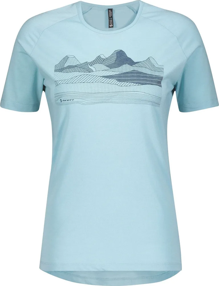 Dámske tričko Scott Trail MTN DRI Graphic, krátky rukáv, Stream Blue