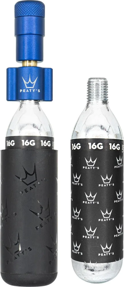 CO2 pumpa + bombičky 2 ks Peaty's Holeshot - Road & Gravel (16 g) - Navy