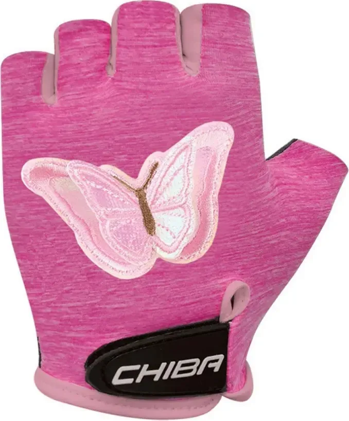 Chiba Detské cyklistické rukavice Cool Kids butterfly M, Ružová