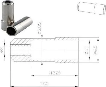 Koncovka brzd.bowdenu, 5,1x6,5x17,5mm, mosadz, 10 ks/bal