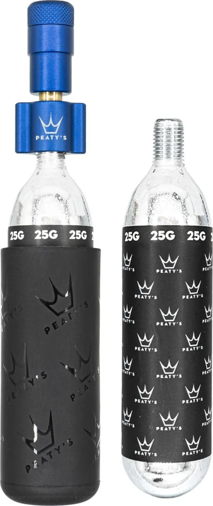 CO2 pumpa + bombičky 2 ks Peaty's Holeshot - MTB (25 g) - Navy