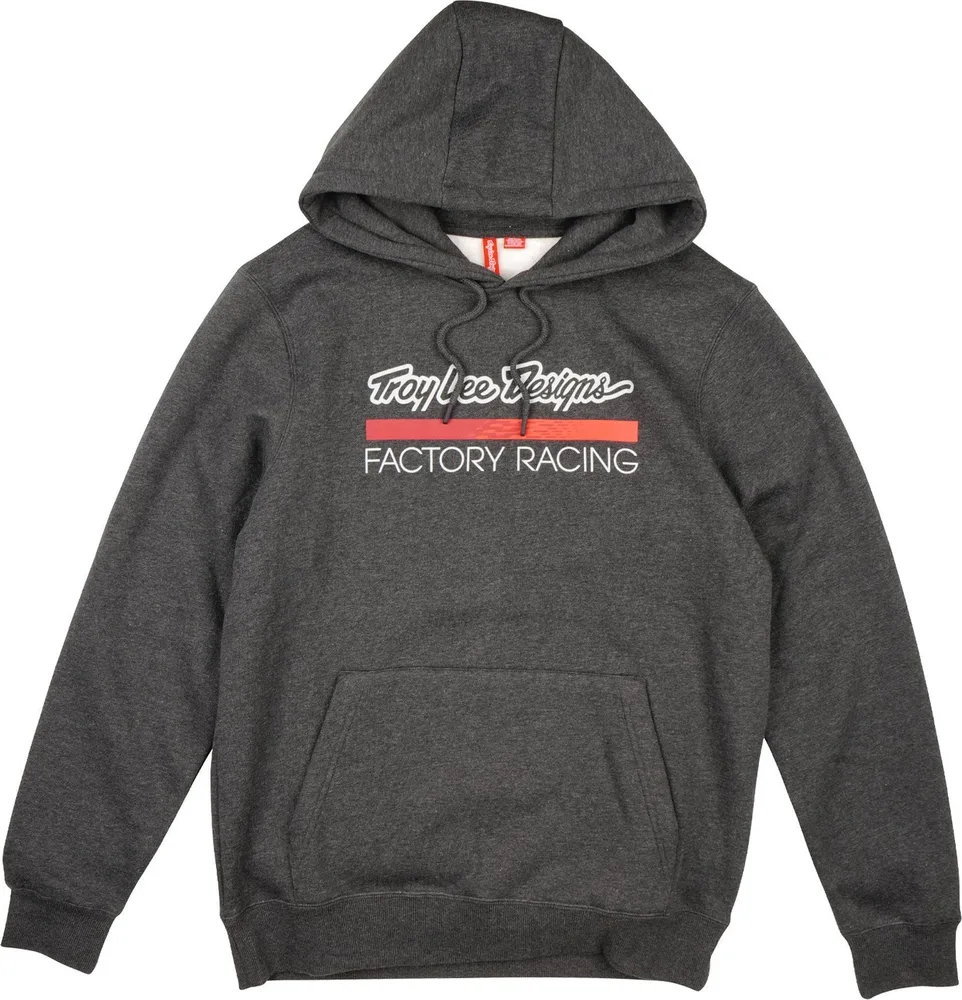 Mikina s kapucňou TLD Factory Racing Black Heather / Red
