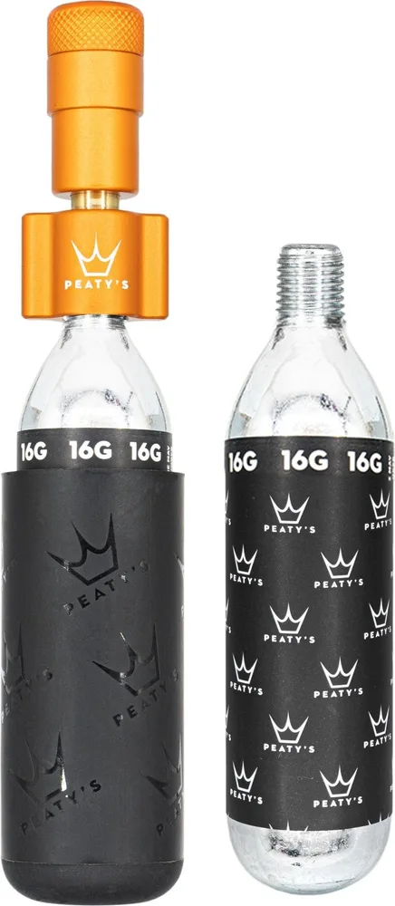 CO2 pumpa + bombičky 2 ks Peaty's Holeshot - Road & Gravel (16 g) - Mango