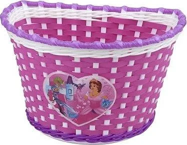 Košík predný plast, detský s motívom, ružovo/bielo/fialový