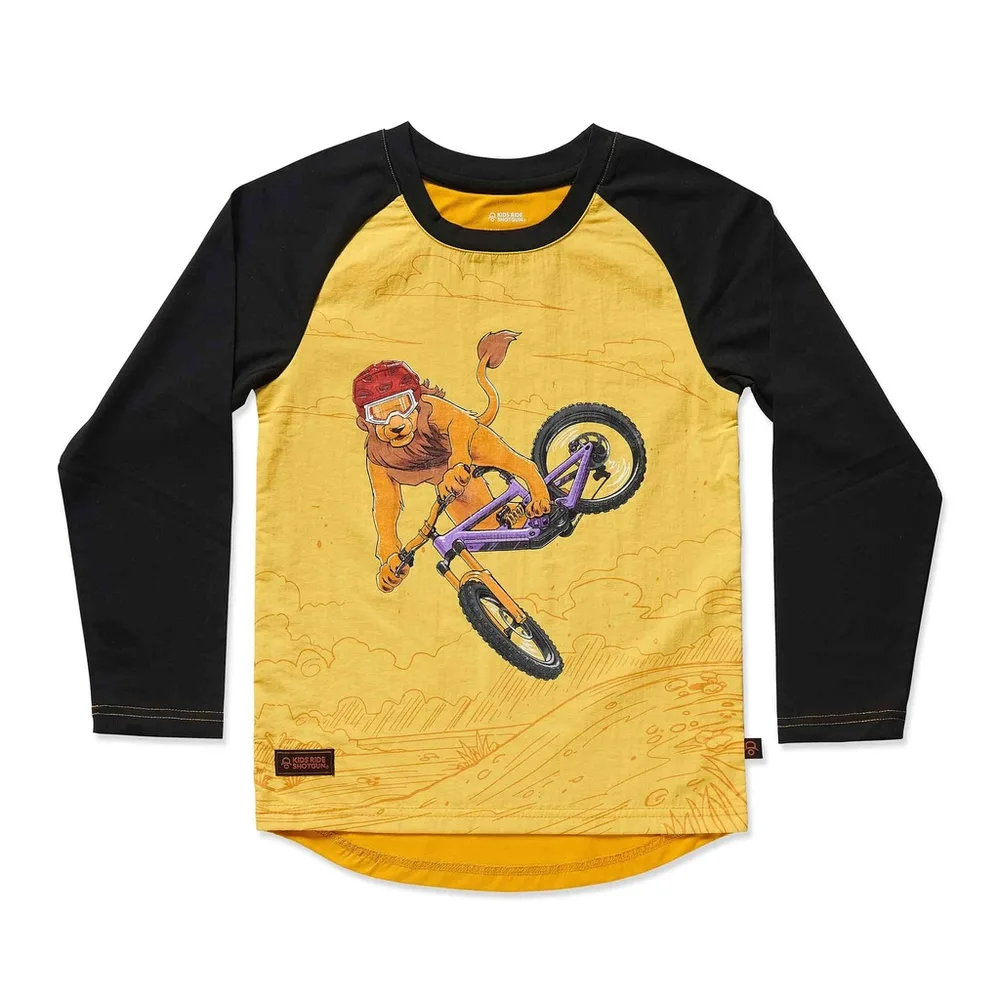 Kids Ride Shotgun Detský cyklistický dres MTB Lion, Žltá