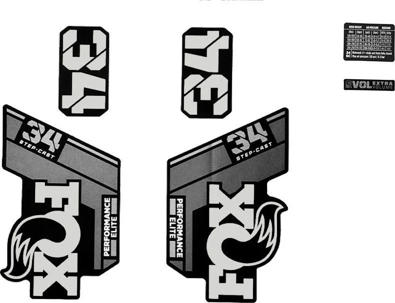 Sada nálepiek pre vidlicu FOX Float 34 StepCast Performance Elite (2025+)