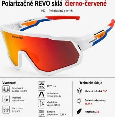 Okuliare Rockbros, detské, bielo/červené