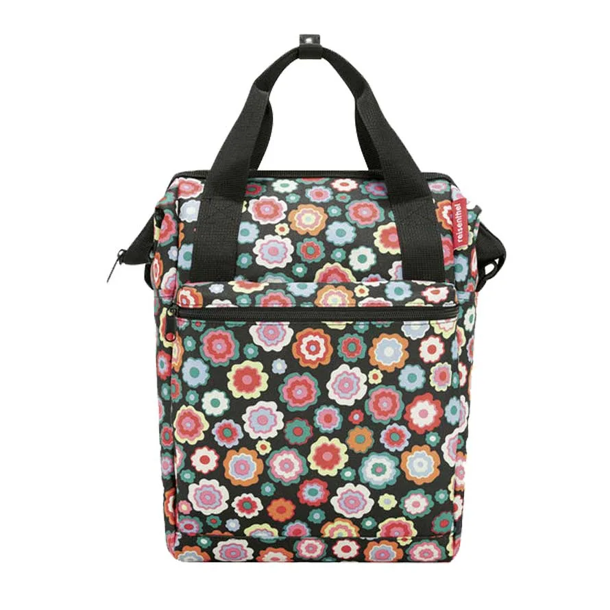 KLICKfix Bočná taška na nosič Reisenthel Roomy GT Happy flowers, Čierna/Ružová/Červená