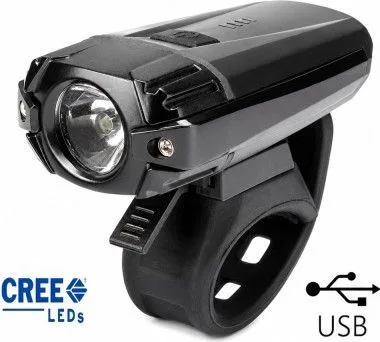 Svetlo predné MPB dióda Cree XPG-R5,400Lm,USB nabíjanie, s USB káblom. V cene výrobku je zahrnutý recykl.pop.pre SR v sume 0,124