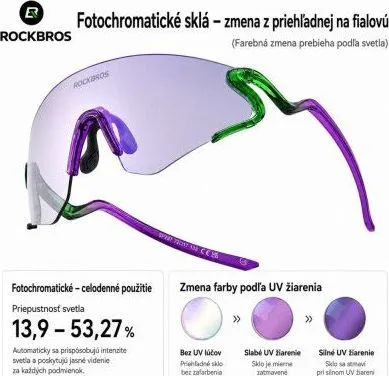 Okuliare Rockbros, fotochromatické, bezrámikové, fialové