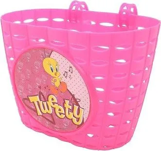 Košík predný plast, detský, motív Tweety,ružový