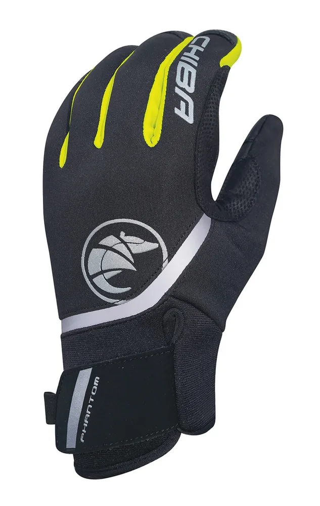 Chiba Zimné cyklistické rukavice Phantom BLACK/NEONYELLOW L, Čierna