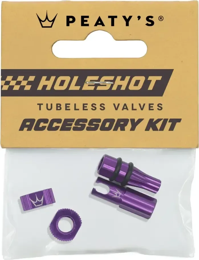 Príslušenstvo k bezdušovým ventilom Peaty's Holeshot Fast Flow Violet