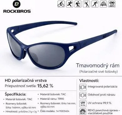 Okuliare Rockbros, tmavomodré