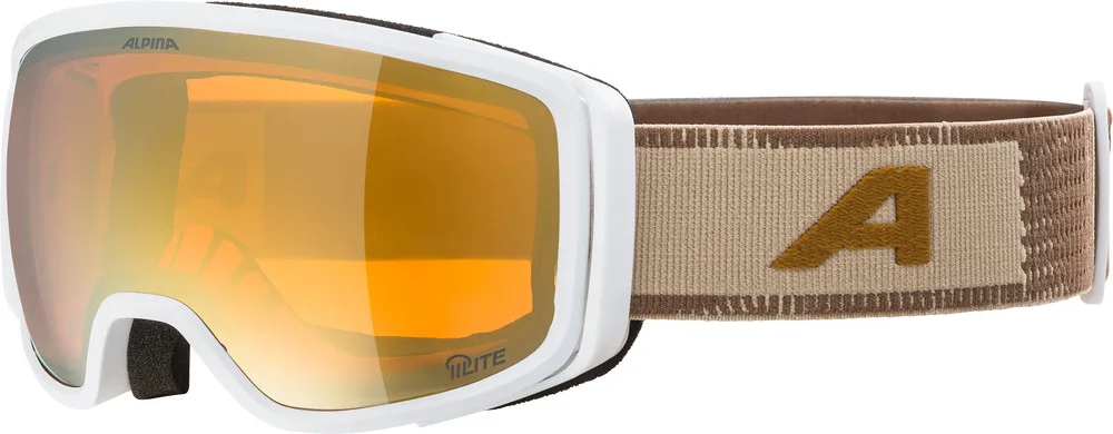 ALPINA Lyžiarske okuliare BIVIO white-earth matt Q-LITE gold