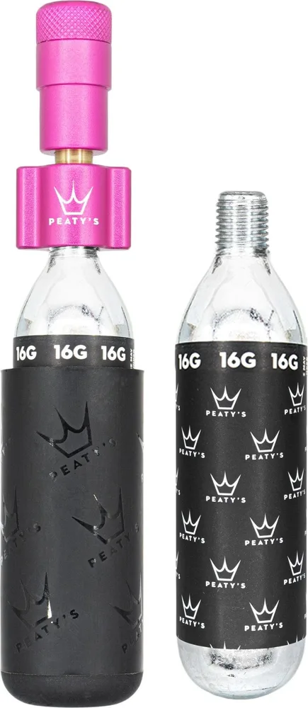 CO2 pumpa + bombičky 2 ks Peaty's Holeshot - Road & Gravel (16 g) - Punch