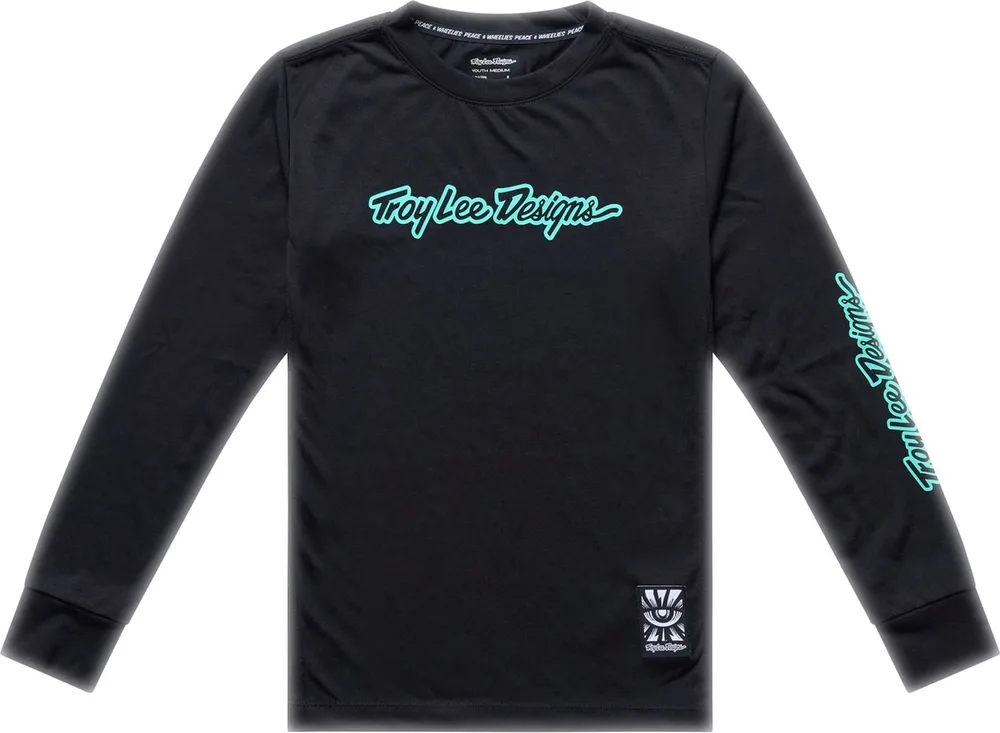 Detský dres s dlhým rukávom TLD Youth Skyline Ride Tee Signature Black / Real Teal
