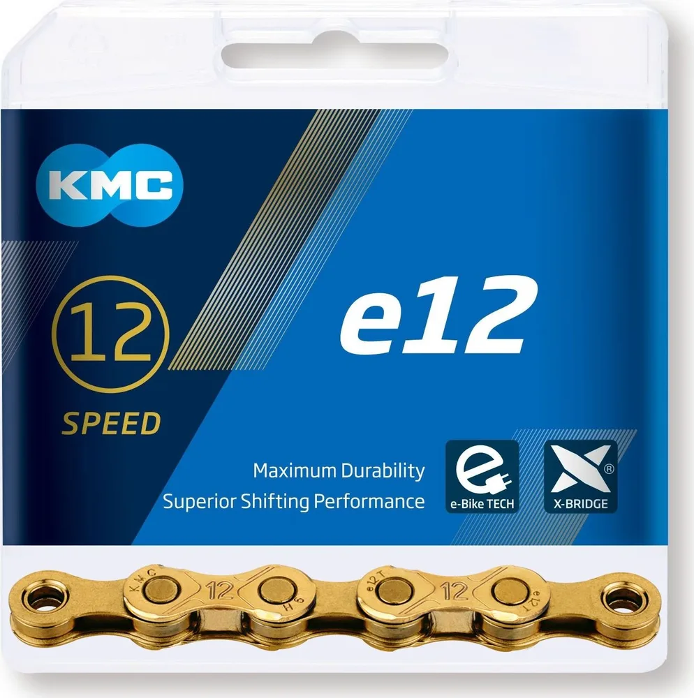 Reťaz KMC e12 Gold Ti-N pre elektrobicykle, 12 Speed