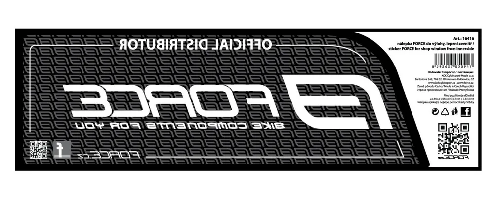 FORCE nálepka DEALER do výkladu, lepenie zvnútra