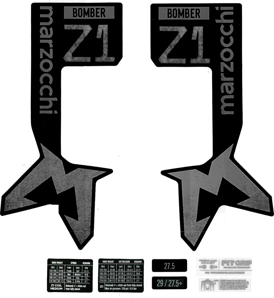 Sada nálepiek pre vidlicu Marzocchi Bomber Z1 Matt Black