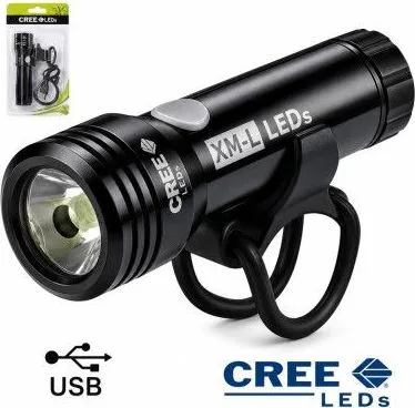 Svetlo predné MPB dióda Cree XML-T6,1000 Lm,USB nabíjanie, s USB káblom. V cene výrobku je zahrnutý recykl.pop.pre SR v sume 0,1