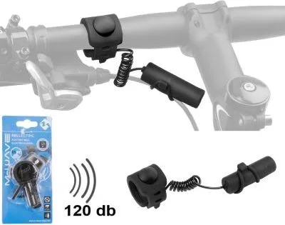 Zvonček M-Wave elektrický, 120 dB., plast, čierny. V cene výrobku je zahrnutý recykl.pop.pre SR v sume 0,1248 €/kg.