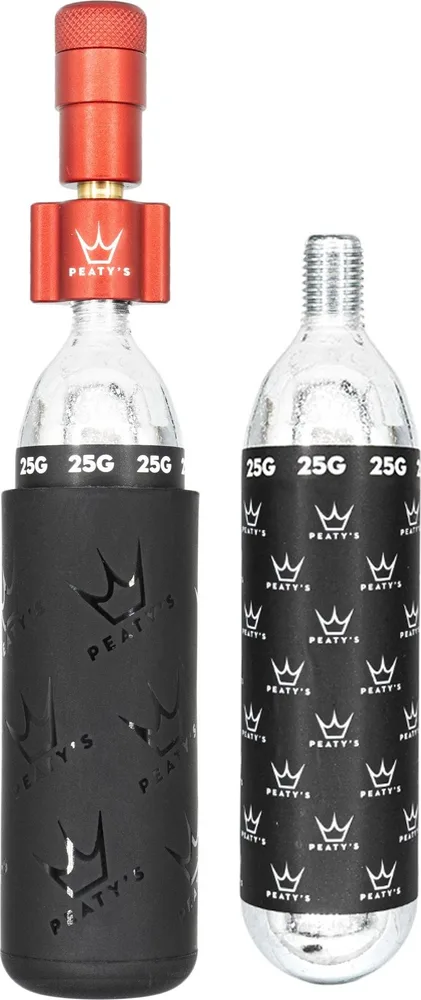 CO2 pumpa + bombičky 2 ks Peaty's Holeshot - MTB (25 g) - Red