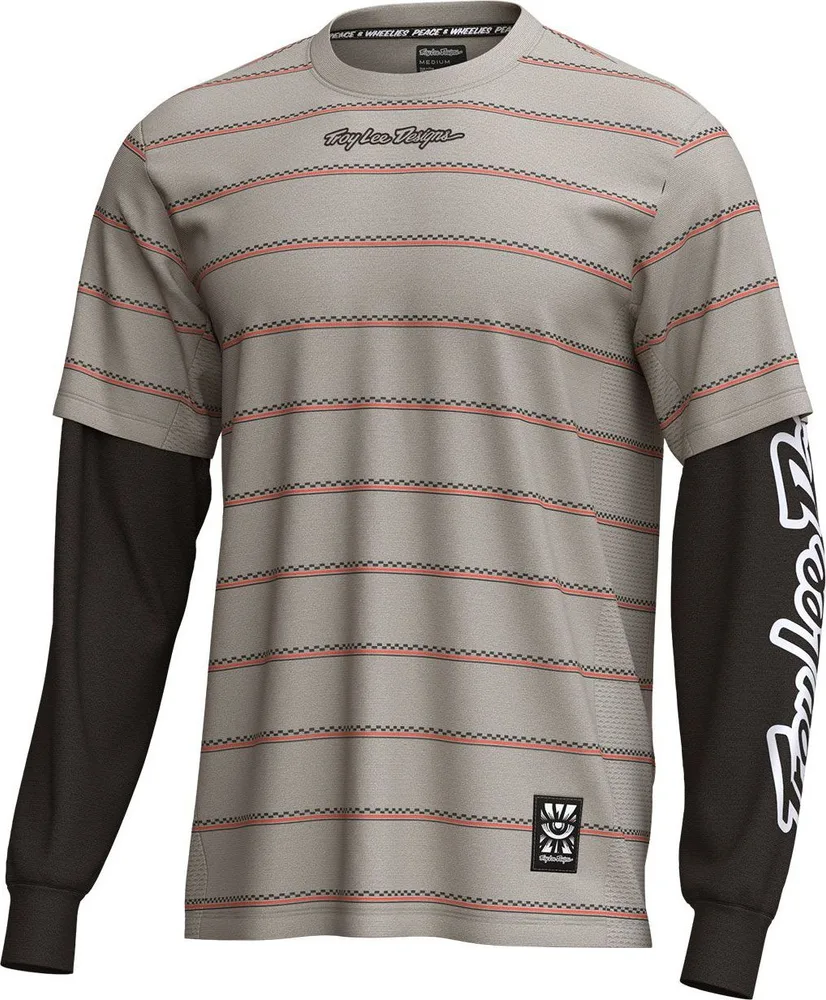 Pánsky dres s dlhým rukávom TLD Skyline Fakie Ride Tee Stripe Pumice