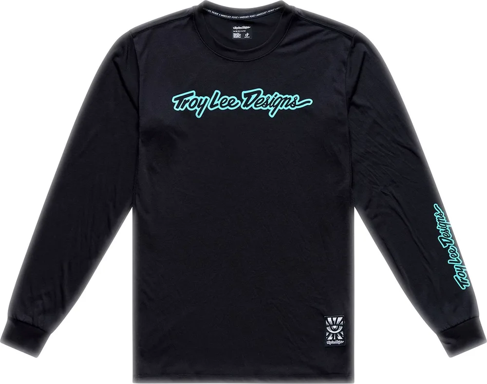 Pánsky dres s dlhým rukávom TLD Skyline Ride Tee Signature Black / Real Teal
