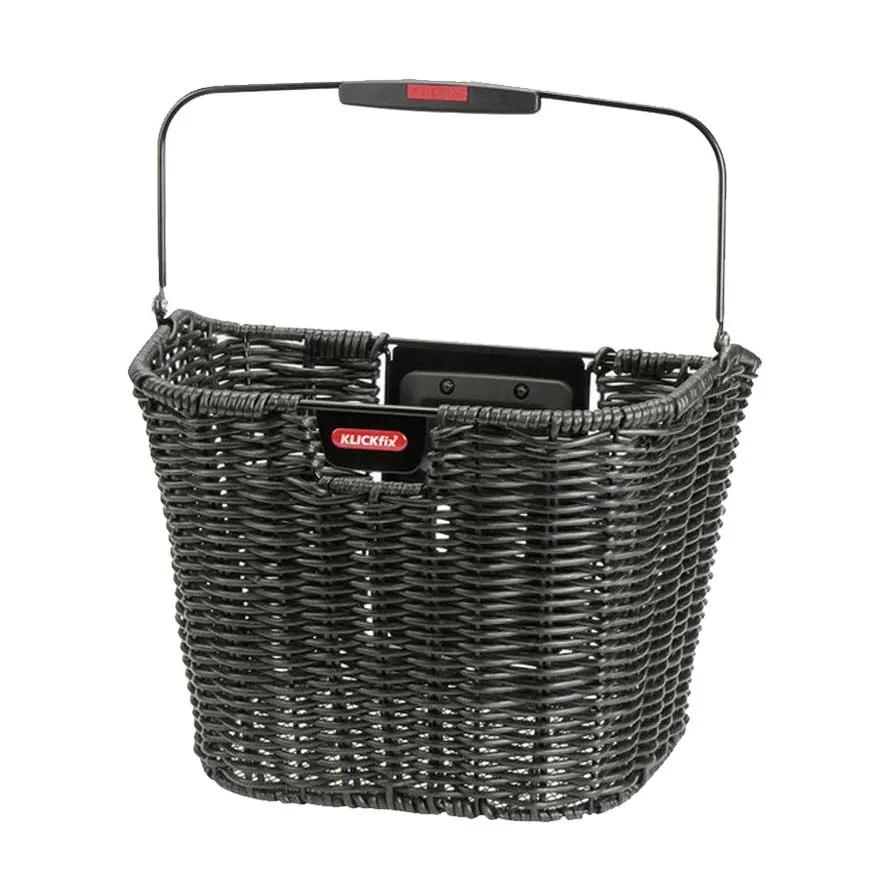 KLICKfix Prútený košík na riadidlá STRUCTURA Retro black, Čierna/Béžová