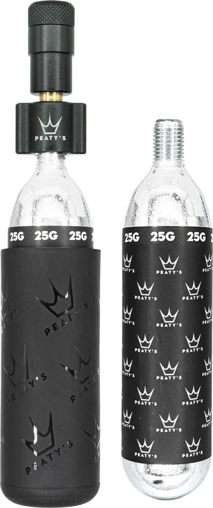 CO2 pumpa + bombičky 2 ks Peaty's Holeshot - MTB (25 g) - Black