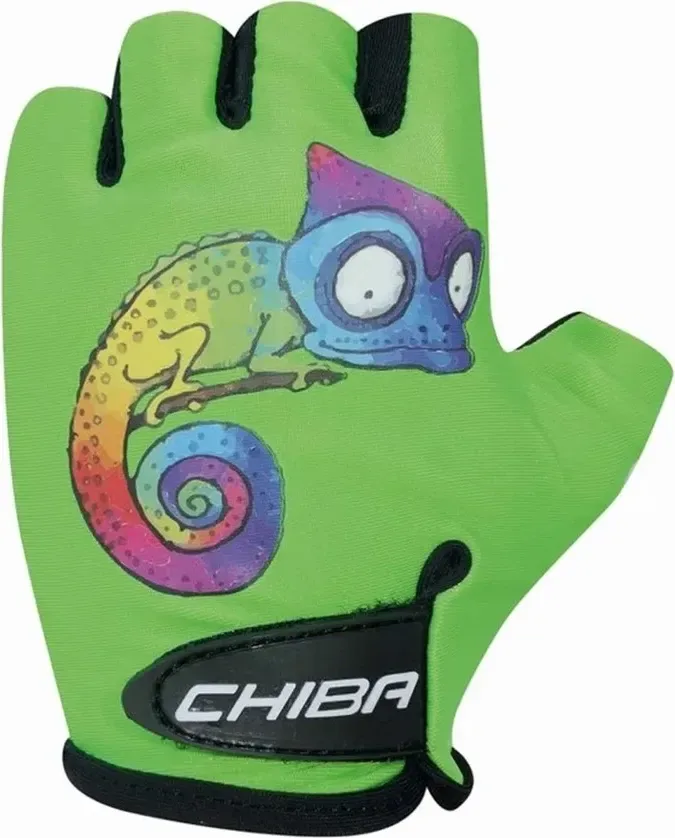 Chiba Detské cyklistické rukavice COOL Kids Chameleon S, Zelená