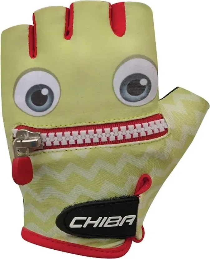 Chiba Detské cyklistické rukavice Cool Kids FACE M, Žltá/Červená