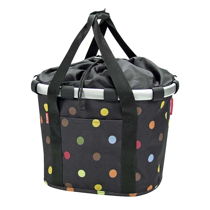 KLICKfix Košík na riadidlá Reisenthel GT DOTS, Čierna/Sivá/Modrá/Béžová