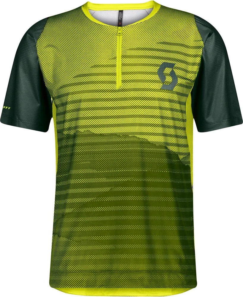 Pánsky dres Scott Trail Vertic Zip, krátky rukáv, Smoked Green/Sulphur Yellow